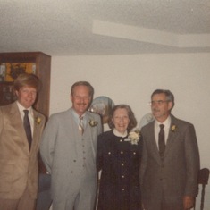Fred, Shirley, Dave and Doug. Doug and Evelyn's wedding day, November 24, 1989