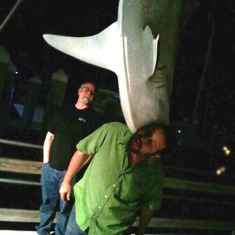 Dad and Doug with a Shark on a pier - Fernandina Beach