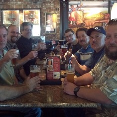 A Toast in Memory of Doug - Plano, TX 6-1-11 (left to right) Mark, Donato, John, Topp, Mike, Mickey, Pete & Bob
