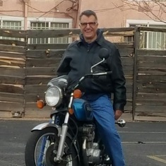 Doug was so happy the day the ABQ bike shop got his bike running again. I followed him home to Belen to stay close. He had no helmet on. It worried me but he made it fine 