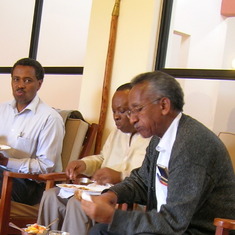 Douglas at a faculty luncheon discussion