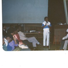 Teaching during a youth fellowship meeting at All Saints Cathedral Nairobi Kenya Circa 1987-88