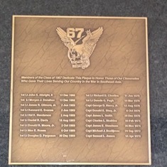 Hi Sue -Doug and I were classmates at USAFA. I thought you might like this photo of the plaque at the Southeast Asia Pavilion at the Academy.

I'm glad Doug is finally coming home.

Regards,

George