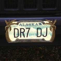 The Jeep's personalized plates