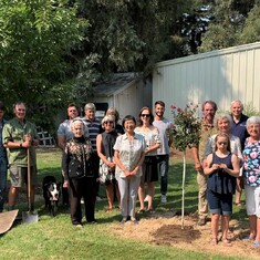 Family gathered to plant a tree in Doug's childhood home to celebrate his life.  Sept 25, 2021