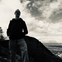 Douglas doing his best Bono imitation while on a hike in LA