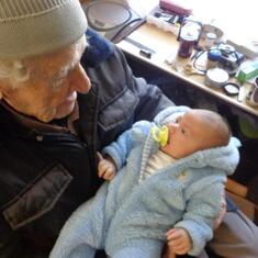 Oldest Thompson (Doug) with youngest Thompson (Eddie - great grandson 2012)