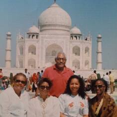 Cheryl with Dean John Williams, Peggy, Gwen and Belinda in front of the Taj Mahal-Agra, India.