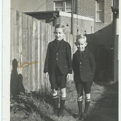 Photo James & Vincent  Maloney St behind shop 1945
