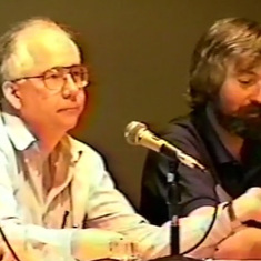 Panel discussion at an early PI System Users Conference - Pat with Don Smith