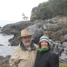 Dad and me at the lighthouse on the island