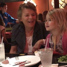 May 2018 - Sitting next to her granddaughter, Amelia.  The two brought each other so much joy!