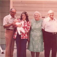 From Dianne's Photo Wall - Dale (dad), Dianne, Nat,  Grandma & Grandpa - Aug 12 1973