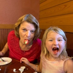 From Dianne's Photo Wall - Some Favorites - Dianne teaching Abigail What See Food Is!
