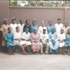 Daddy, His Wife with the Pioneer Staffs of St Gregory's Hospital in Ado Ekiti.