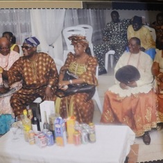 Daddy with his wife and some of his Siblings, Breaking Kola with his Inlaws at his Sons Traditional Marriage In Abuja, 2012