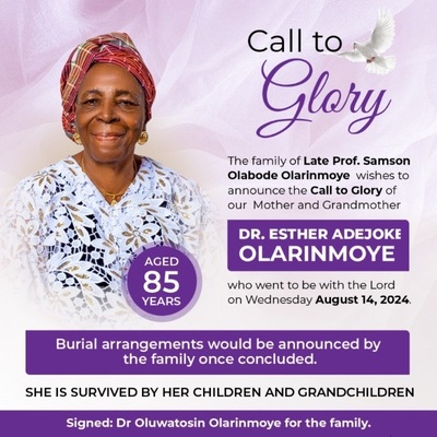 Dr. (Mrs) Esther Adejoke Olarinmoye