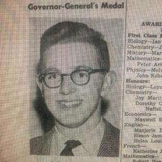 First Class Honours and Governor-General's Gold Medal - 1957