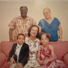 Mummy&Daddy with Mrs Jennifer Oshodi (Dr. Daniel Oshodi's wife) and their Grand Children Andrea and David.
Lagos Nigeria July 2012.