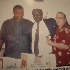Daddy celebrating his 60th Birthday. flanked by Dele Oshodi(son) and Mummy.