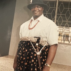 Daddy in traditional Benin attire. 
At a family occasion in Benin City.
Nigeria