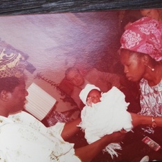 Daddy Akowonjo chairing Arinola's {his sister Rolake's child} naming ceremony in Holland 