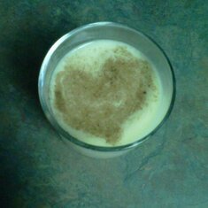 Dustin being a sweet heart, made me rum and egg nog with a cinnomin heart!