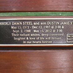 This bench was donated years ago and placed in Babbling Brook Park to remember Dustin's mom, Kim. Knowing this was a favourite place for Dustin and his friends, we have added his name.  Thank you to all who helped us in doing this for Dustin and his famil