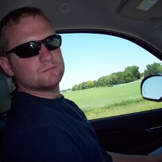 This was taken on our trip back from Madison, South Dakota. Our last rodeo together and the first for his boots. June '09
