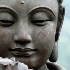 Serene Buddha with lotus flower