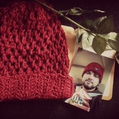 A selfless gesture from Terry - a red knitted hat in memory of David. Thank you.