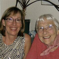 Margo and Margaret at House Piccolo, Salt Spring Is., on the occasion of Margaret's 85th birthday.