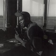 Sgt. Wiliam P. Bostic ~ 301st Fighting Squad in the control tower - 1945.