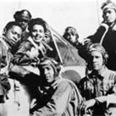 Airmen with Lena Horne in the cockpit.