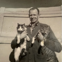 Jim and 2 of their cats