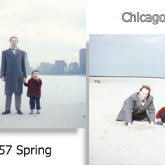 1957 First spring in Chicago, Eberhard with his daughter, Bea, at North Avenue Beach - 015