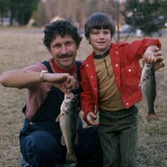 Ed with fishing buddy (son) Jim