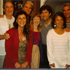Back row: Ed Pearl, Bernie Pearl, Steve Butler, Sherman Pearl; front row: Janet Wolfe, Jolie Pearl, Marla Randall. Pre-wedding party for Jolie & Steve, 1995.