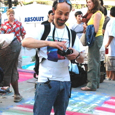 Caught while reloading his camera - Pasadena Chalk Festival - June 05