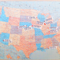 Where they lived ...NOTE: Pensacola and San Francisco were temporary duties when Dad was in the Navy during WWII.  Home was still Omaha. HINT: when this image is displayed click on the map image then the 1:1 option to see the map in readable size.