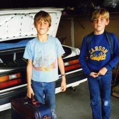 1987 Eric and Ryan off to visit Edith 