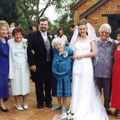 Andrews Wedding l-r Nancy,Mum,Andrew,Nanna Wooding,Sharon.Ivy,Lorraine