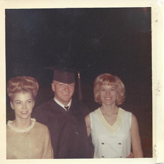 Graduation photo with sister Sharon, left, and wife Marie (had previously married at the justice of the peace 11/9/63)