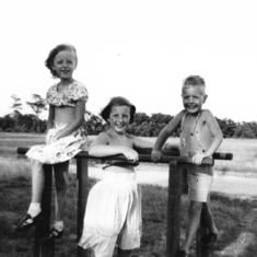 Edna, Janice and Tom; Falmouth 1951