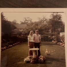 Ed with  Kathy in her Grandma's Garden 1973