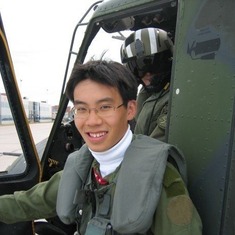Eddie had a helicopter ride in The military base in Cold Lake, Alberta - part of his EE coop program.