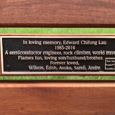 Plaque on the bench