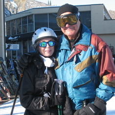 Ed and Nancy close up skis Aspen 2006