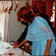Wedding day Cutting the cake together at our wedding 1981