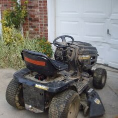 2012 his favorite riding lawn mower. would not stop, & hit the door